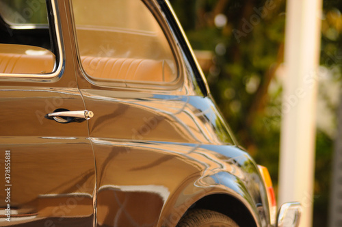 fiat 500 vintage car in a wedding set outdoors deco