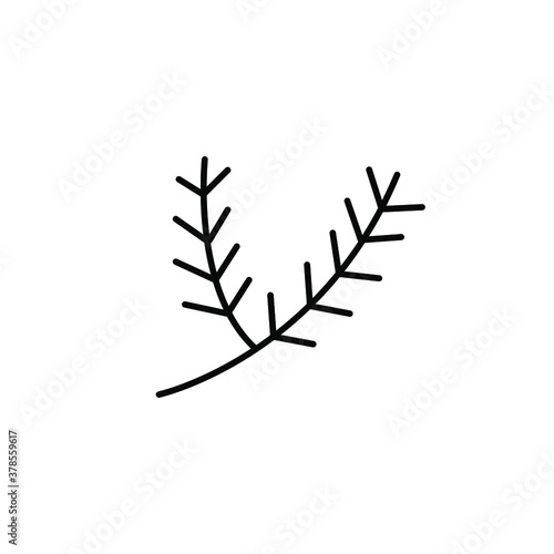 Christmas twig line icon  simple outline and filled vector sign  linear and full pictogram isolated on white  logo illustration