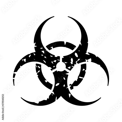 Old Damaged or Weathered Biological Hazard or Biohazard Sign. Vector Image.