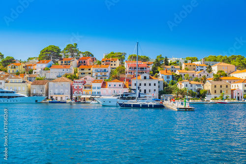 Wallpaper Mural Town of Mali Losinj on the island of Losinj, Adriatic coast in Croatia, popular touristic destination, sailboats in marina Torontodigital.ca