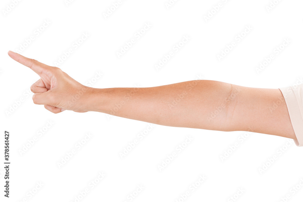 Male asian hand gestures isolated over the white background. Point Pose. Male asian hand gestures isolated over the white background. Point Pose.