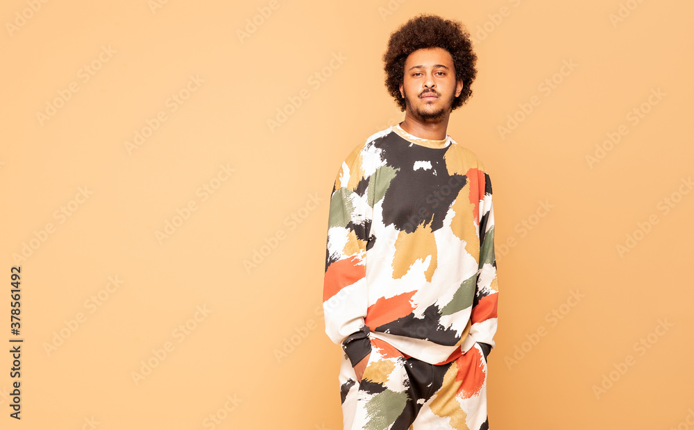 Handsome African man with afro. Handsome African man with afro.