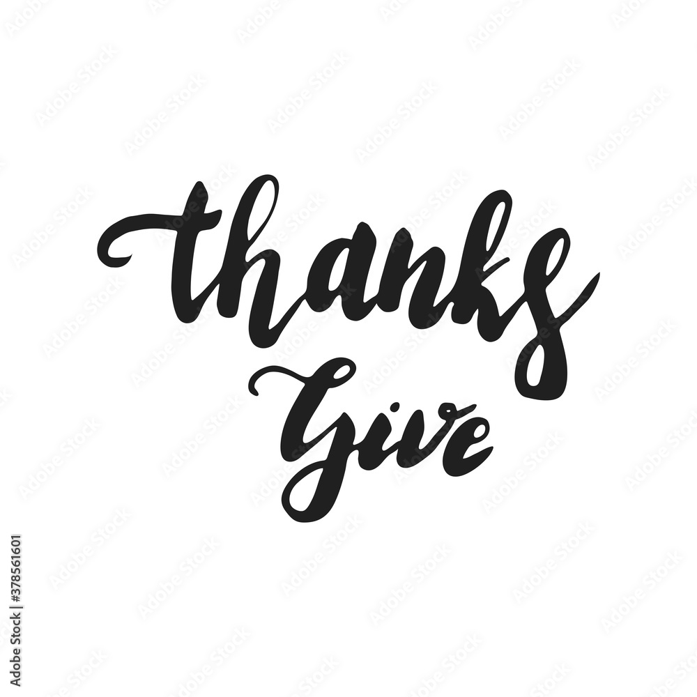 Lettering Thanksgiving isolated on a white background. Autumn traditions.