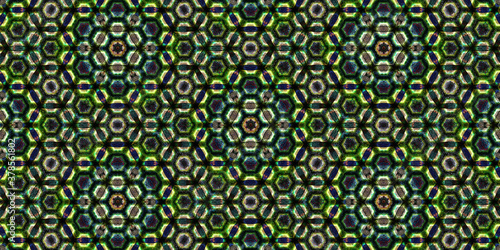 Kaleidoscope background pattern visible inside the eyelids when eyes closed 