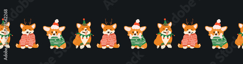 Cute corgi in ugly sweaters for Christmas party
