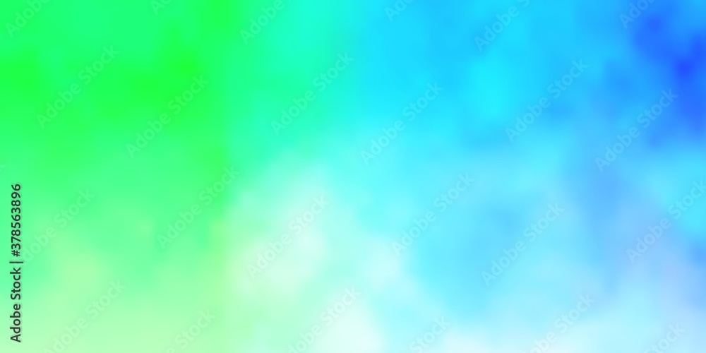 Light Blue, Green vector template with sky, clouds. Abstract illustration with colorful gradient clouds. Pattern for your commercials. Light Blue, Green vector template with sky, clouds. Abstract illustration with colorful gradient clouds. Pattern for your commercials.