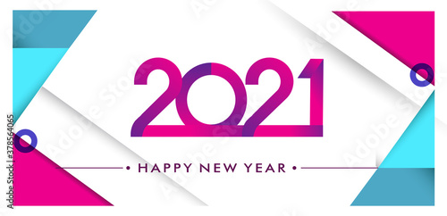 Happy new year 2021 Greeting card, 2021 modern logotype with geometric background, vector illustration