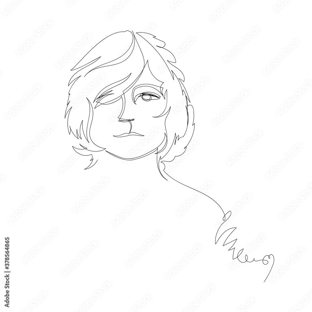 woman. vector linear drawing. one continuous line. female face