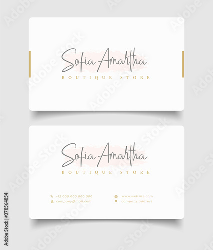 Makeup artist business card. Fashion and beauty background. Template Vector.