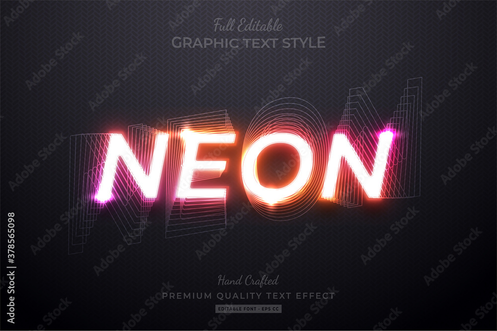 Neon Gradient Editable Custom Text Style Effect Premium - obrazy, fototapety, plakaty 