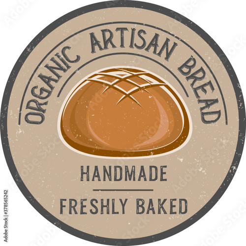 organic artisan bread sign or label vector illustration