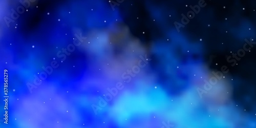 Dark BLUE vector template with neon stars. Colorful illustration in abstract style with gradient stars. Pattern for wrapping gifts. © Guskova