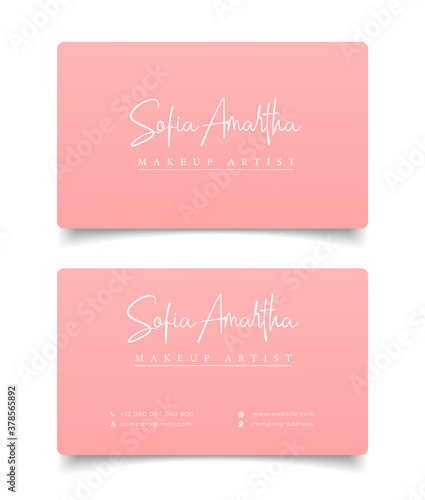 Makeup artist business card. Fashion and beauty background. Template Vector.