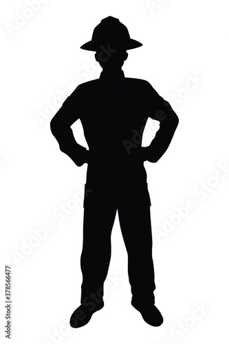 Firefighter silhouette vector on white background