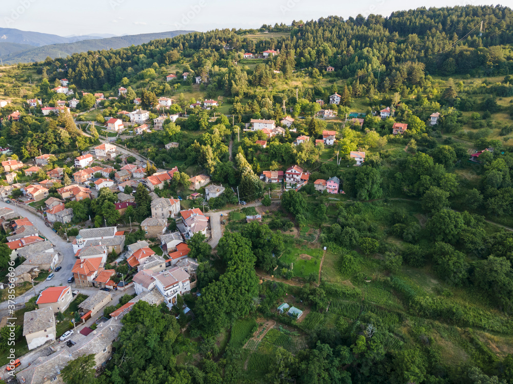 Aerial view of village of Yavrovo, Plovdiv Region, Bulgaria
