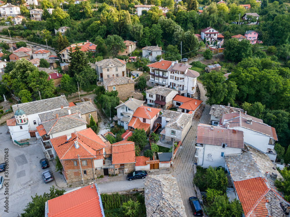 Aerial view of village of Yavrovo, Plovdiv Region, Bulgaria