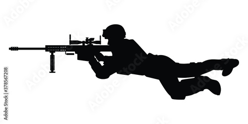 Soldier with his weapon silhouette vector on white background