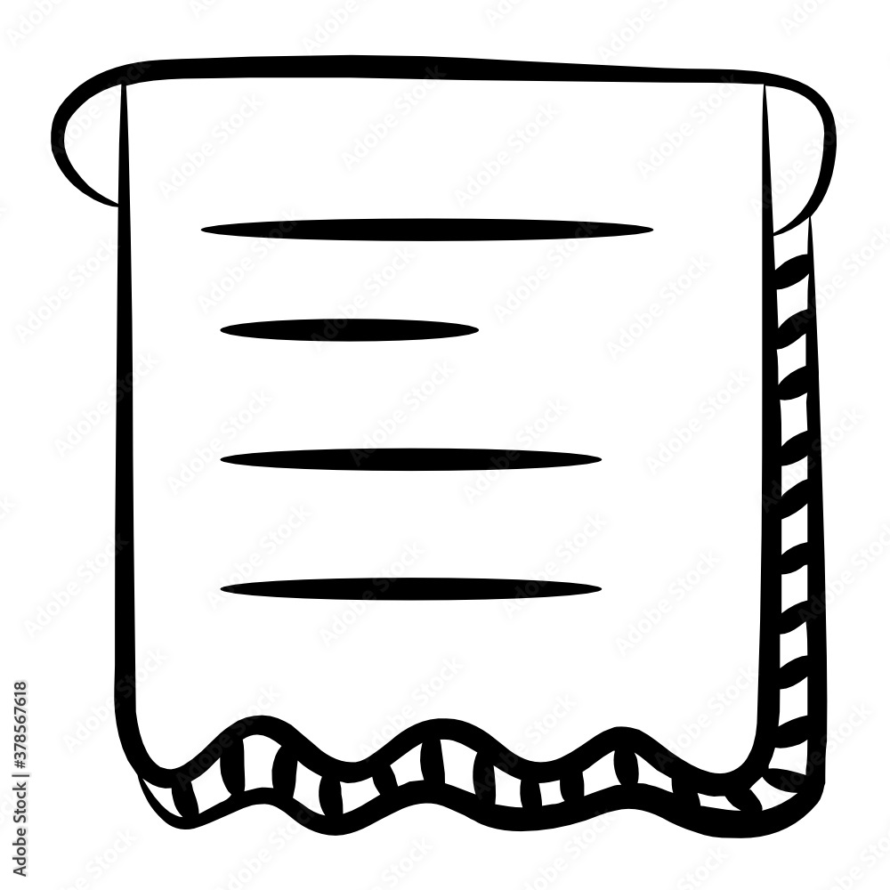 Shopping payment receipt, icon of invoice in doodle line style
Shopping payment receipt, icon of invoice in doodle line style