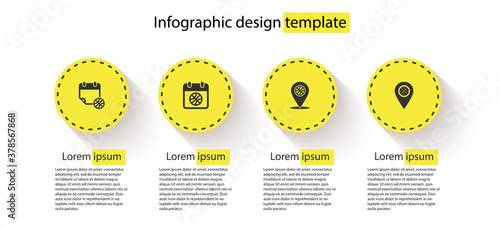 Set Basketball on sport calendar, , Location with basketball and . Business infographic template. Vector.