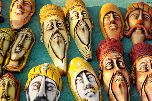 Decorative antique tribal face mask,Handcrafted traditional clay decorative,face masks,handcrafted traditional clay decoration toy in Indian market