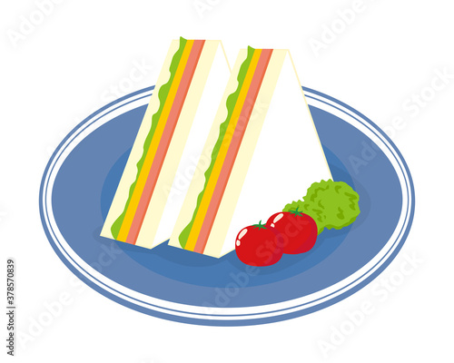 ハムたまごサンドのベクターイラスト　サンドウィッチ　