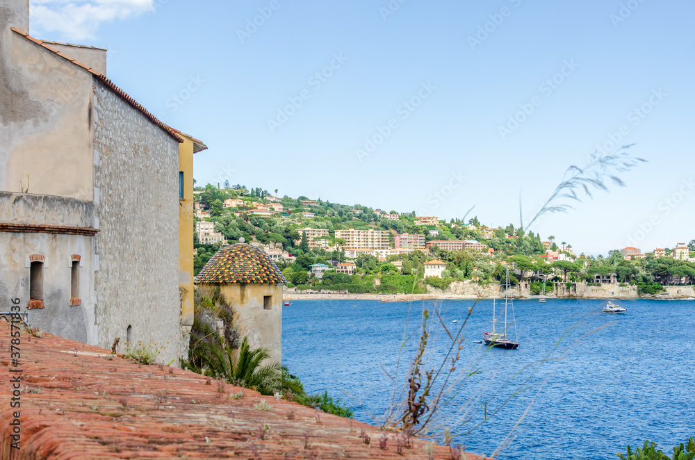 Naklejka premium French Riviera. Fragment of the Old Fortress in Villefranche, France.