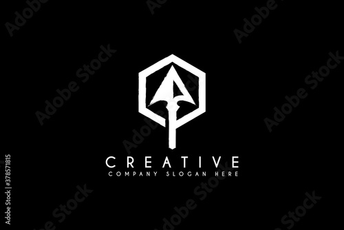 Vintage Retro Rustic Arrowhead Spear Hunting Hipster Logo Design