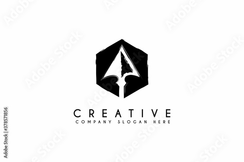 Vintage Retro Rustic Arrowhead Spear Hunting Hipster Logo Design
