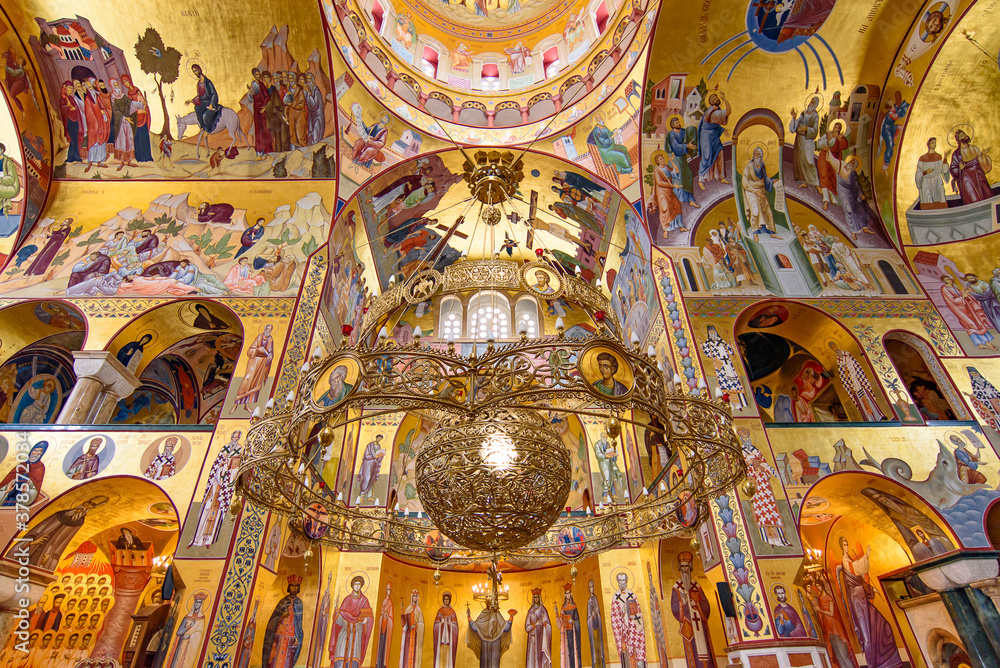 Interior of Cathedral of the Resurrection of Christ in Podgorica, Montenegro