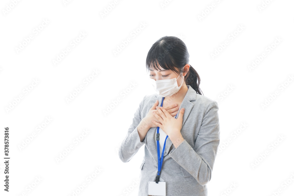 熱に苦しむ若いビジネスパーソン 熱に苦しむ若いビジネスパーソン