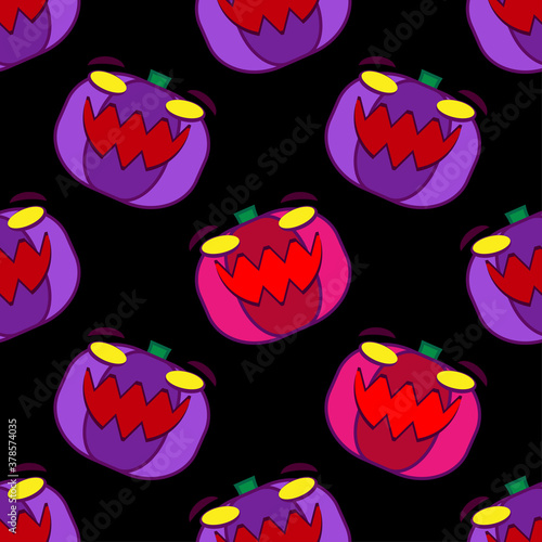 Seamless pattern with pumpkins. Halloween. Emotions. The style of the cartoon. Vector illustration for web design or print.
