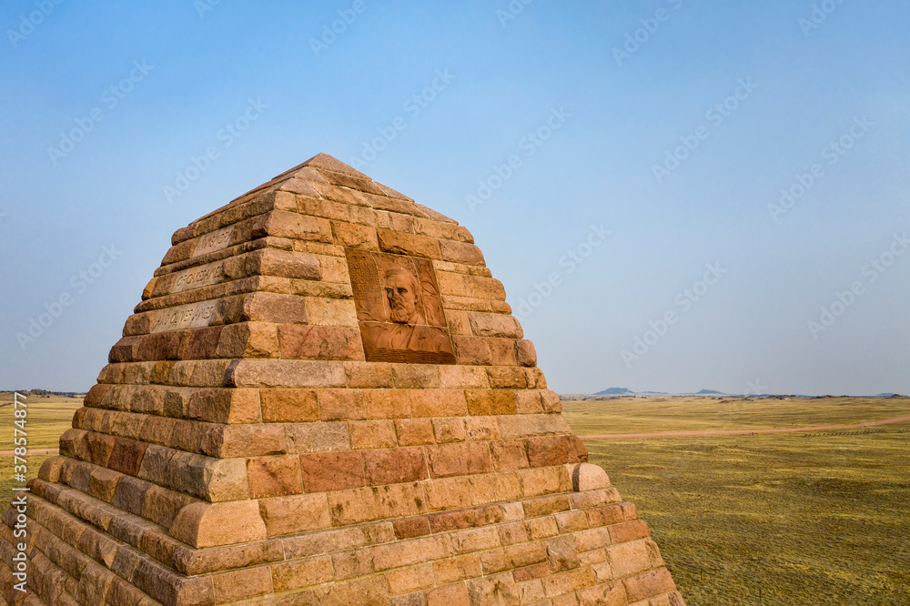 Ames Monument, a large pyramid at the highest point on the transcontinental railroad completed in 1860. It's dedicated to Oliver and Oakes Ames brothers. Ames Monument, a large pyramid at the highest point on the transcontinental railroad completed in 1860. It's dedicated to Oliver and Oakes Ames brothers.