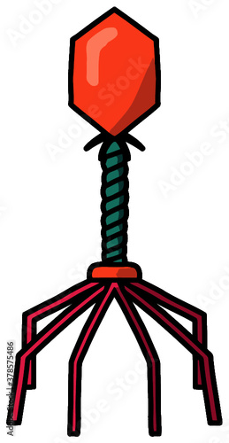 colorful hand drawn vector bacteriophage virus