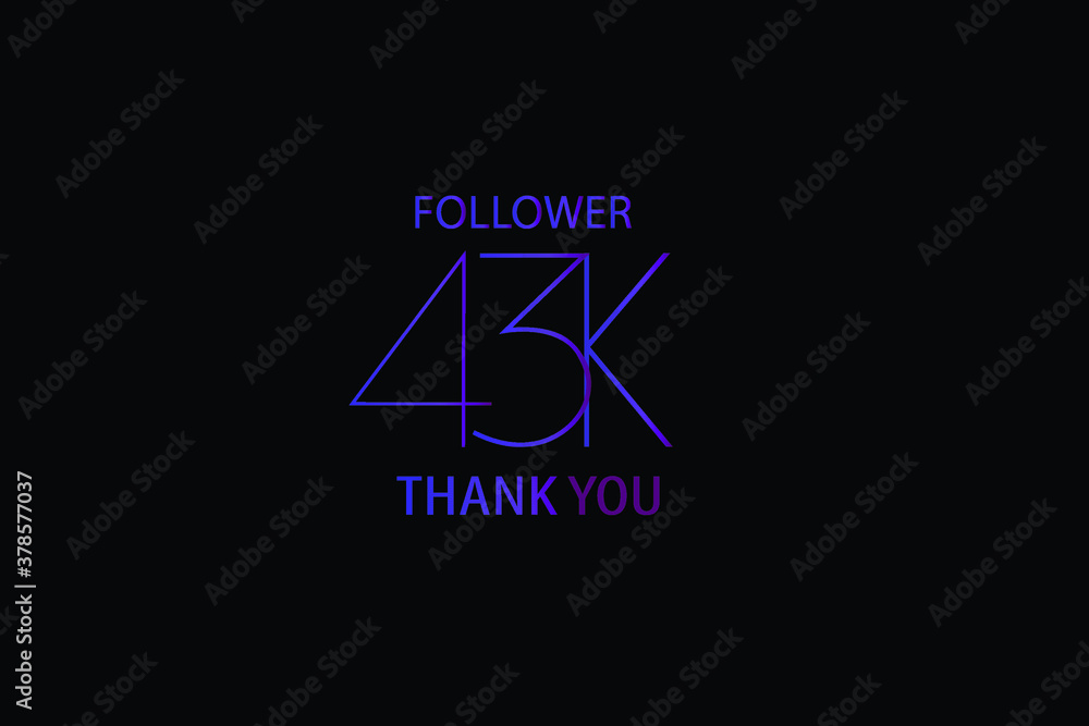 43K, 43.000 Followers Luxury Black Purple Thank you anniversary, minimalist logo, jubilee on black background for Social Media - Vector 43K, 43.000 Followers Luxury Black Purple Thank you anniversary, minimalist logo, jubilee on black background for Social Media - Vector