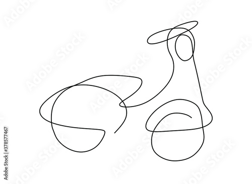 Continuous one line drawing of a scooter motorcycle. Vector illustration