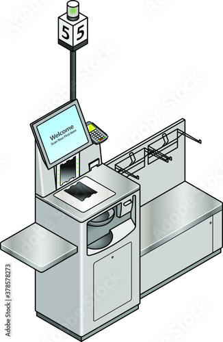 A self-service checkout machine.