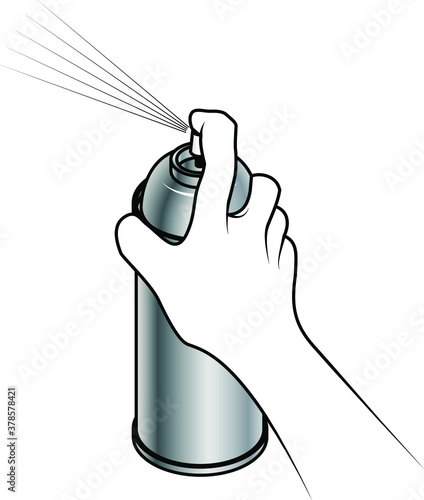Hand triggering a can of spray paint.
