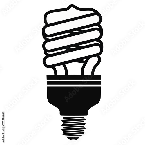 Vector illustration of an energy-saving lamp (E27) for lighting on a white background.