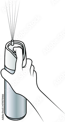 Hand triggering an air freshener spray.