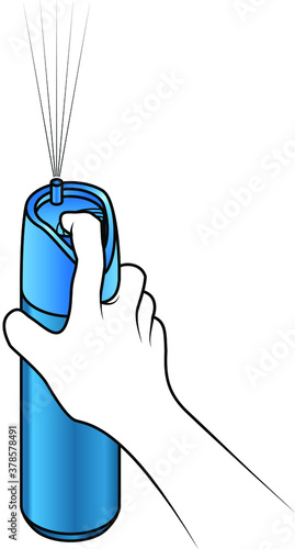 Hand triggering an air freshener spray.