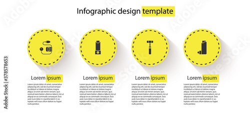 Set Blood pressure, Inhaler, Neurology reflex hammer and . Business infographic template. Vector.