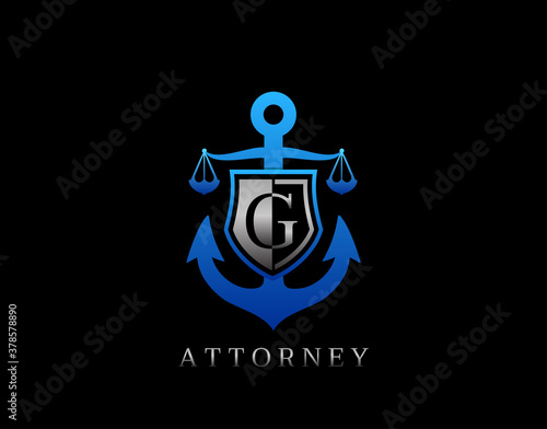Marine Law G Letter Logo. Perfect for for law firm, company, lawyer or attorney office logo.