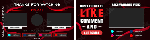 Foto Youtube End Screen with red design and red lines