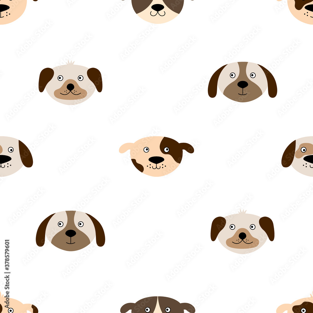 Obraz premium Seamless pattern with cute dog faces.
