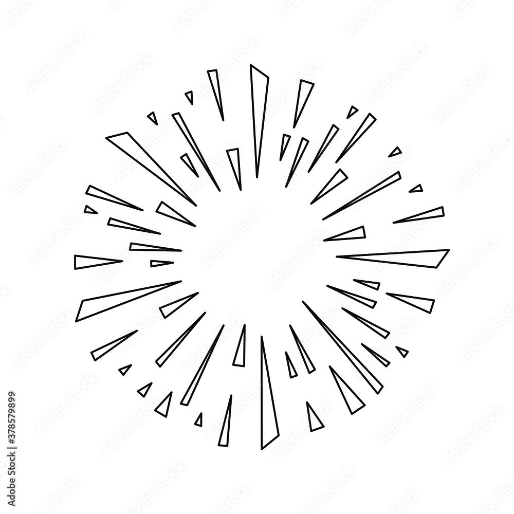 Fototapeta premium Abstract Starburst Explosion Hand Drawn Black Line Doodle Design Elements Vector Style