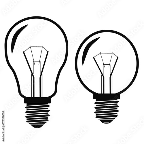 Vector illustration of two incandescent lamps (E27) for lighting on a white background.