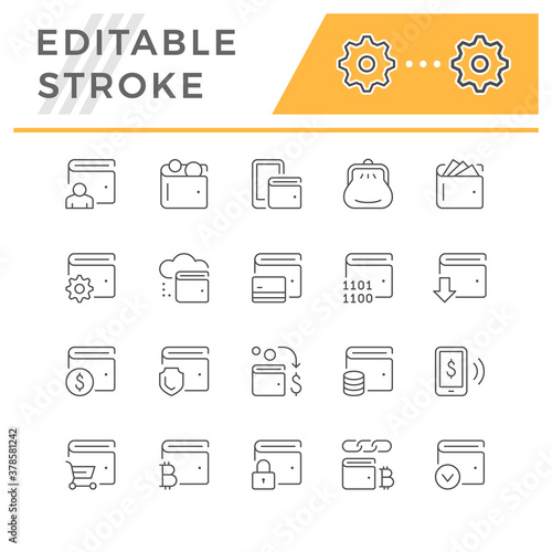 Set line icons of wallet