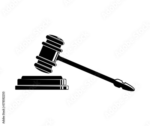 judge's hammer icon, gavel silhouette vector illustration