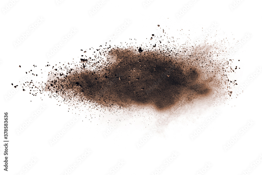 Brown powder explosion isolated on white background. Brown powder explosion isolated on white background.