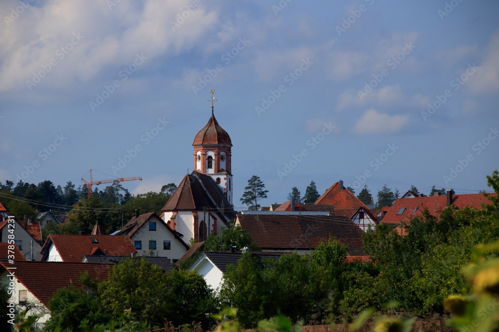 Blick auf den Ort Wimsheim Landkreis Pforzheim